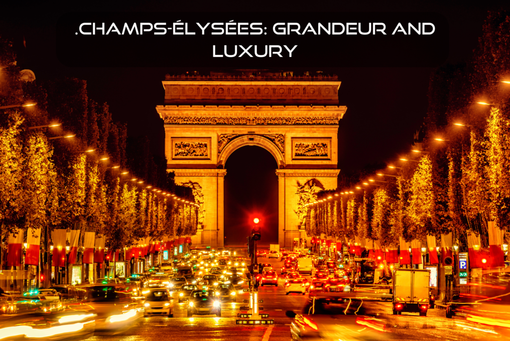 Experience the Grandeur and Luxury of Champs-Élysées in Paris. A vibrant boulevard adorned with theaters, cafes, and high-end boutiques, inviting you into an opulent lifestyle at the heart of the City of Light.